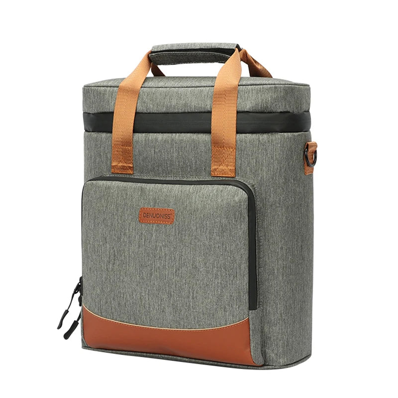 Wine Cooling Bag — Leakproof Vintage Leather Picnic & Thermal Cooler