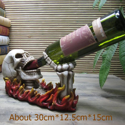Motorcycle Skeleton Model Wine Rack Decorative Resin Head Skull Wine Bottle Holder Party Barware Pub Ornament Halloween Craft