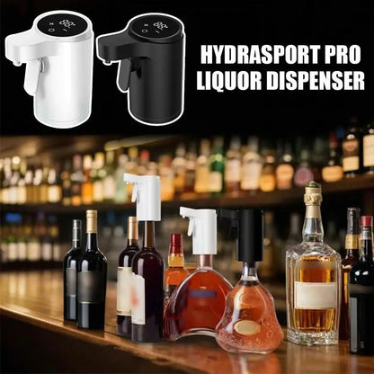 Hydrasport Pro liquor dispenser with two models on a bar background.