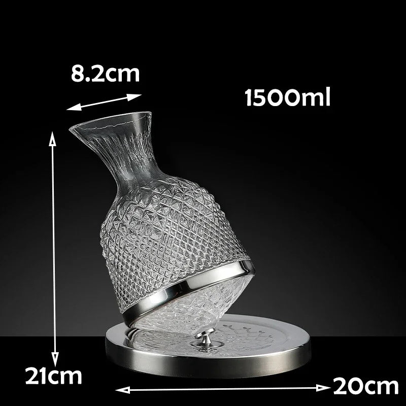 High Grade Crystal Glass 360 Rotating Decanter Tumbler 1500ml Decanter Wine Dispenser Aerator Mirror Jug Gift Bar Decoration
