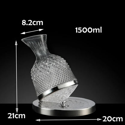 High Grade Crystal Glass 360 Rotating Decanter Tumbler 1500ml Decanter Wine Dispenser Aerator Mirror Jug Gift Bar Decoration