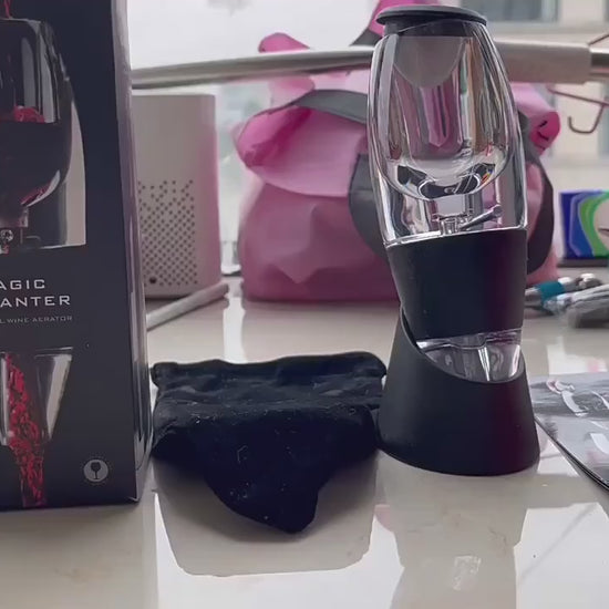 Video of the Professional Instant Wine Aerator being unpacked from its premium gift box.