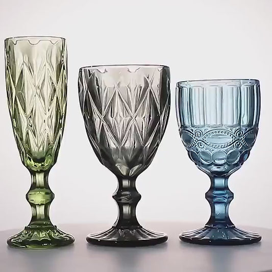 Vintage Coloured Glass, Wine Glass, Multi-Color Cocktail Drinking Glasses, Cup, Home Party Restaurant Bar Glass Cup, Table Decor
